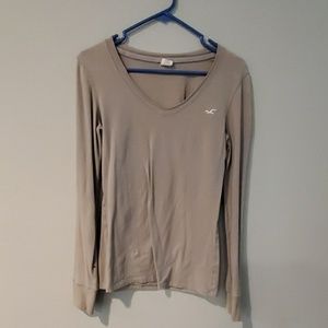 Gray tan long sleeved top